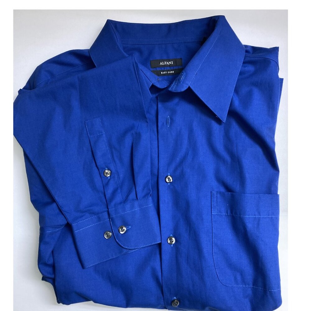 Alfani Men Dress Shirt XL Blue Pocket Regular Fit Button Up NWT